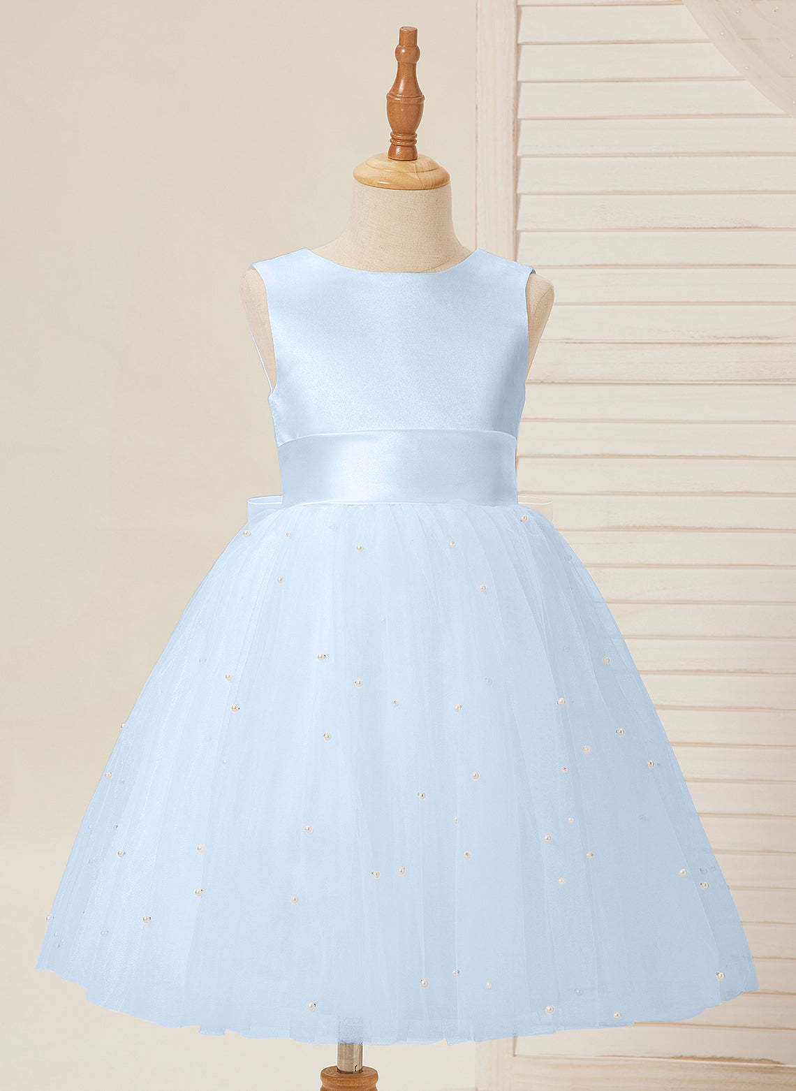 Knee-length Flower Girl Dress in Princess Satin and Tulle