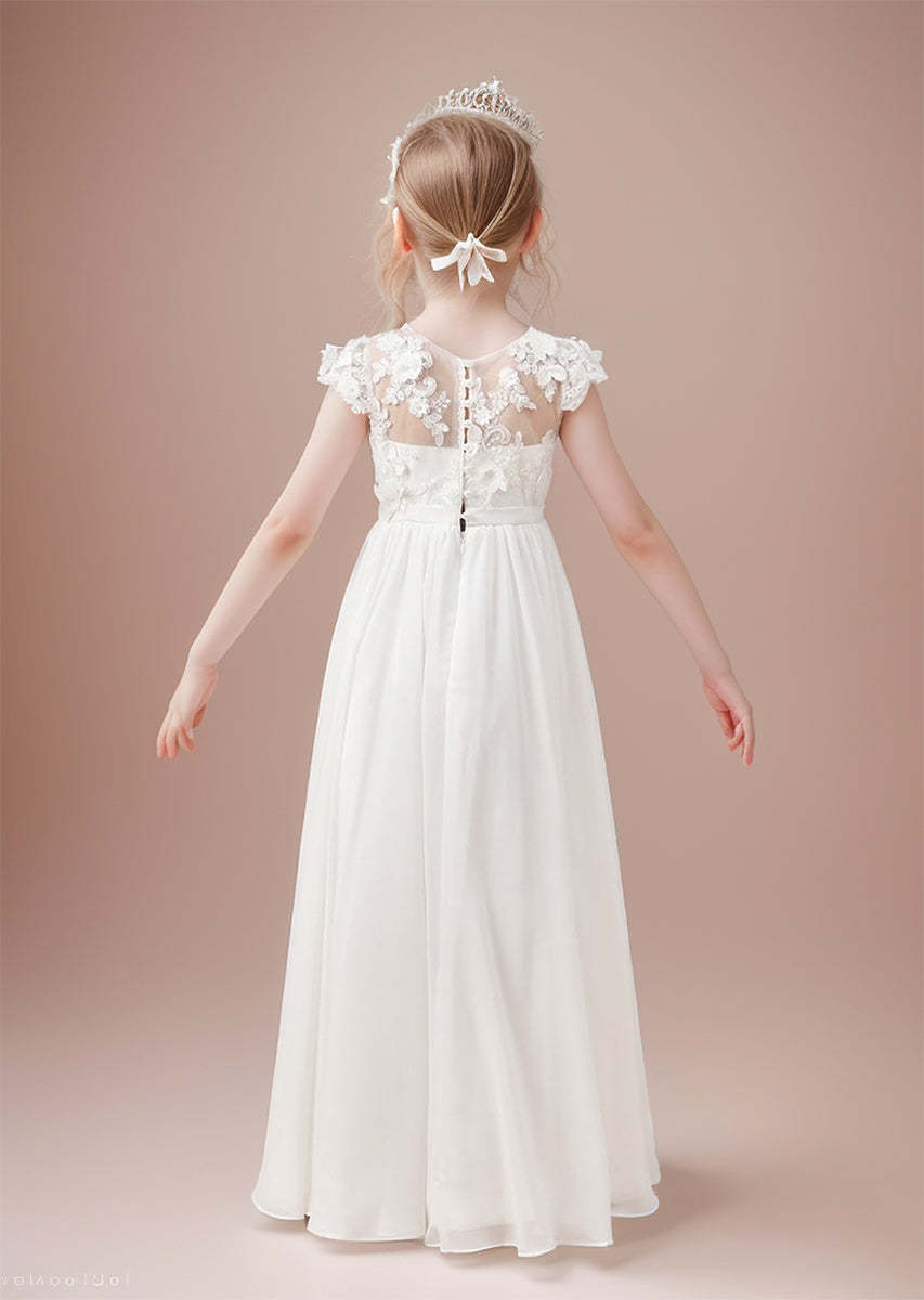 Ivory First Communion Dress in Floor-length Chiffon Tulle