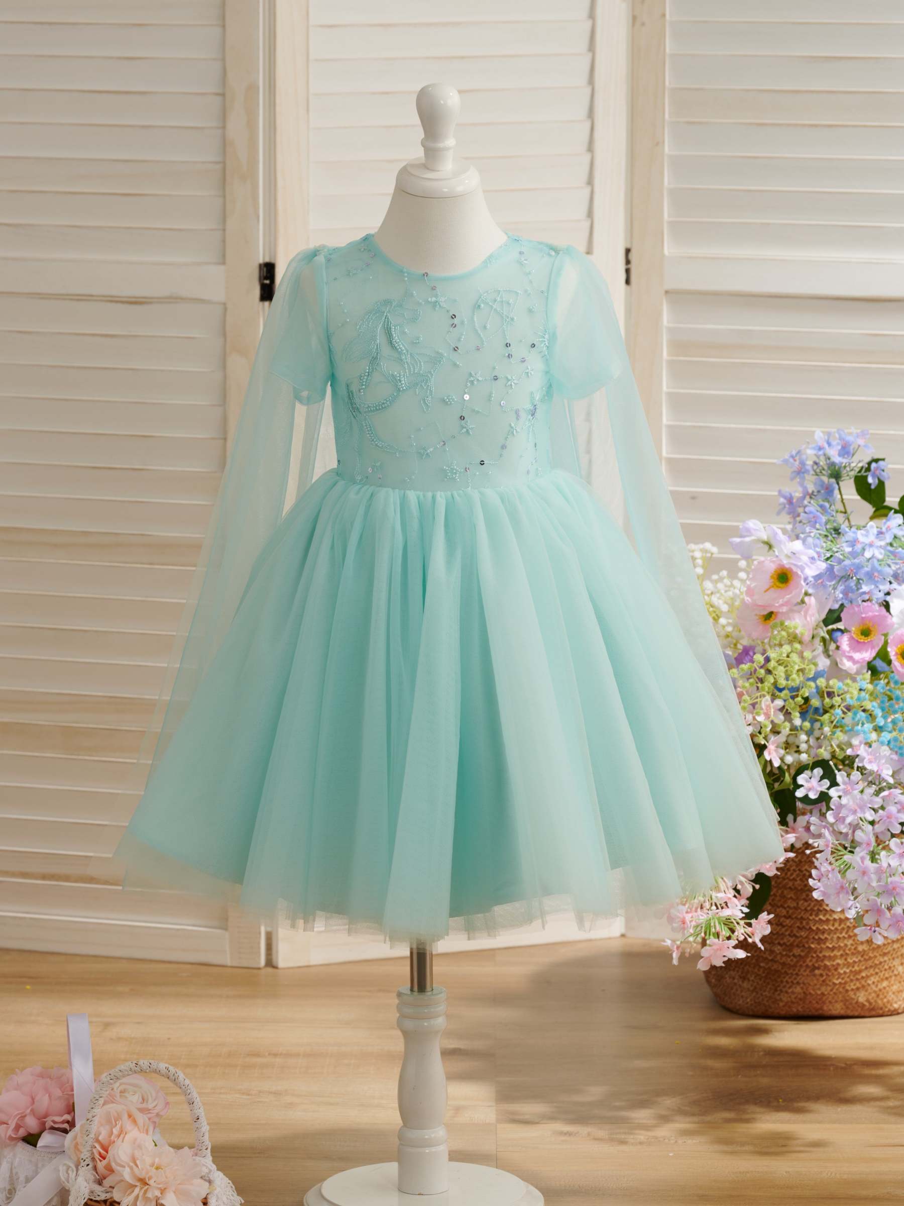 Knee-Length Tulle Princess Ball Gown for Baby Girl's 1st Birthday