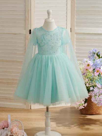 Knee-Length Tulle Princess Ball Gown for Baby Girl's 1st Birthday