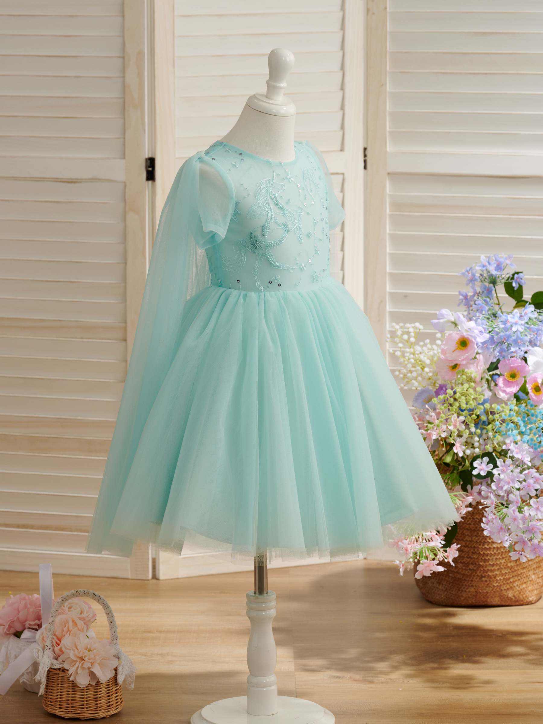 Knee-Length Tulle Princess Ball Gown for Baby Girl's 1st Birthday