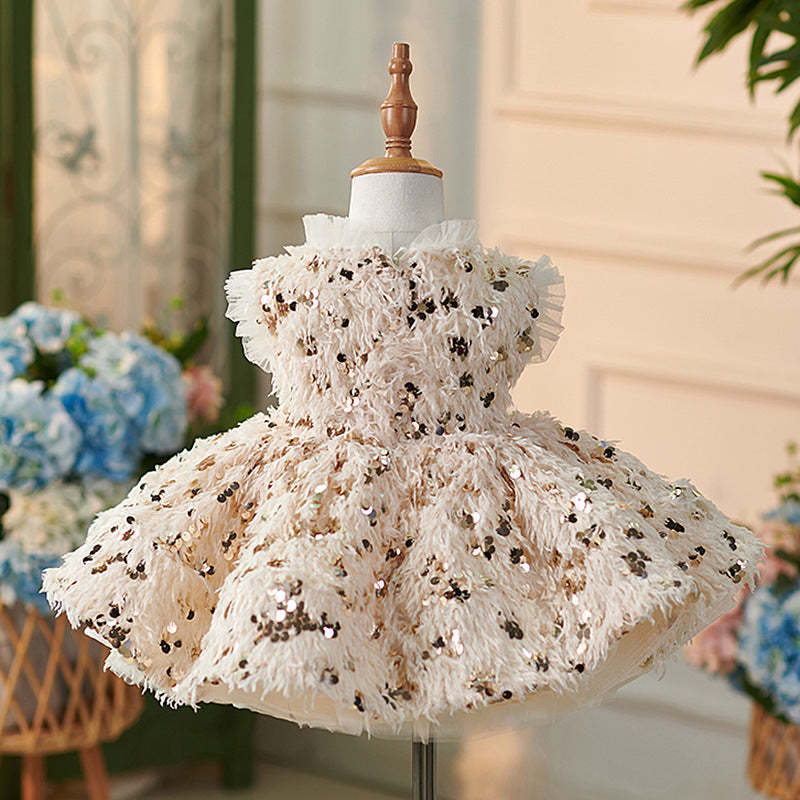 Champagne Baby Girl Dress with Knee-length Design