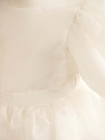 First Communion Flower Girl Dress in Organza Knee-Length Princess Ball-Gown