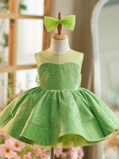 Green Princess Tulle Ball-Gown Dress for Baby Girls Knee-length