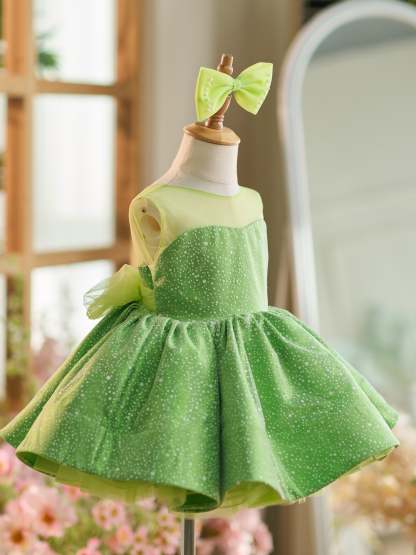 Green Princess Tulle Ball-Gown Dress for Baby Girls Knee-length