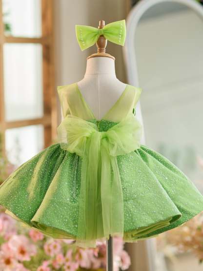 Green Princess Tulle Ball-Gown Dress for Baby Girls Knee-length