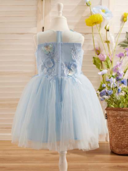 Knee-Length Flower Girl Dress in Sleeveless Lace Tulle