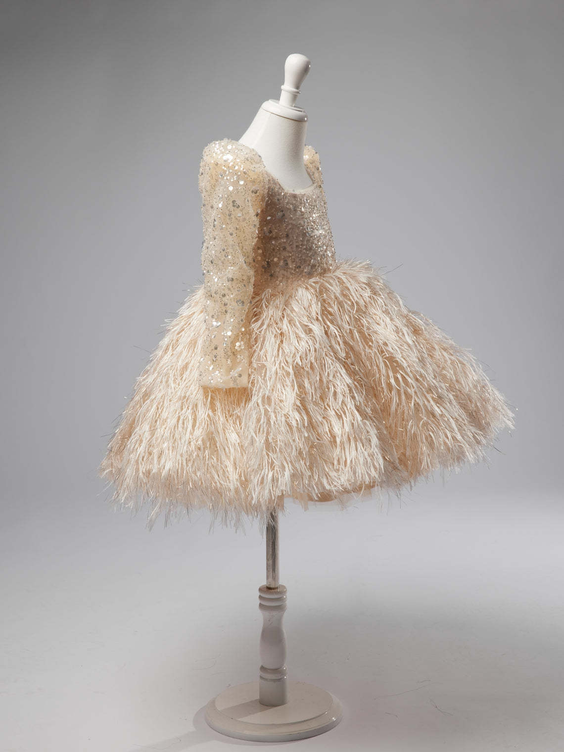 Champagne Knee-length Dress in Tulle for Girls