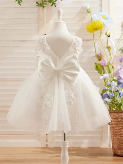 Knee-Length Sleeveless Flower Girl Dress in Tulle