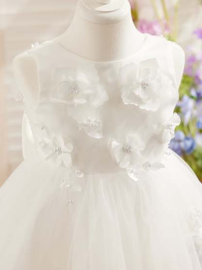 Knee-Length Sleeveless Flower Girl Dress in Tulle