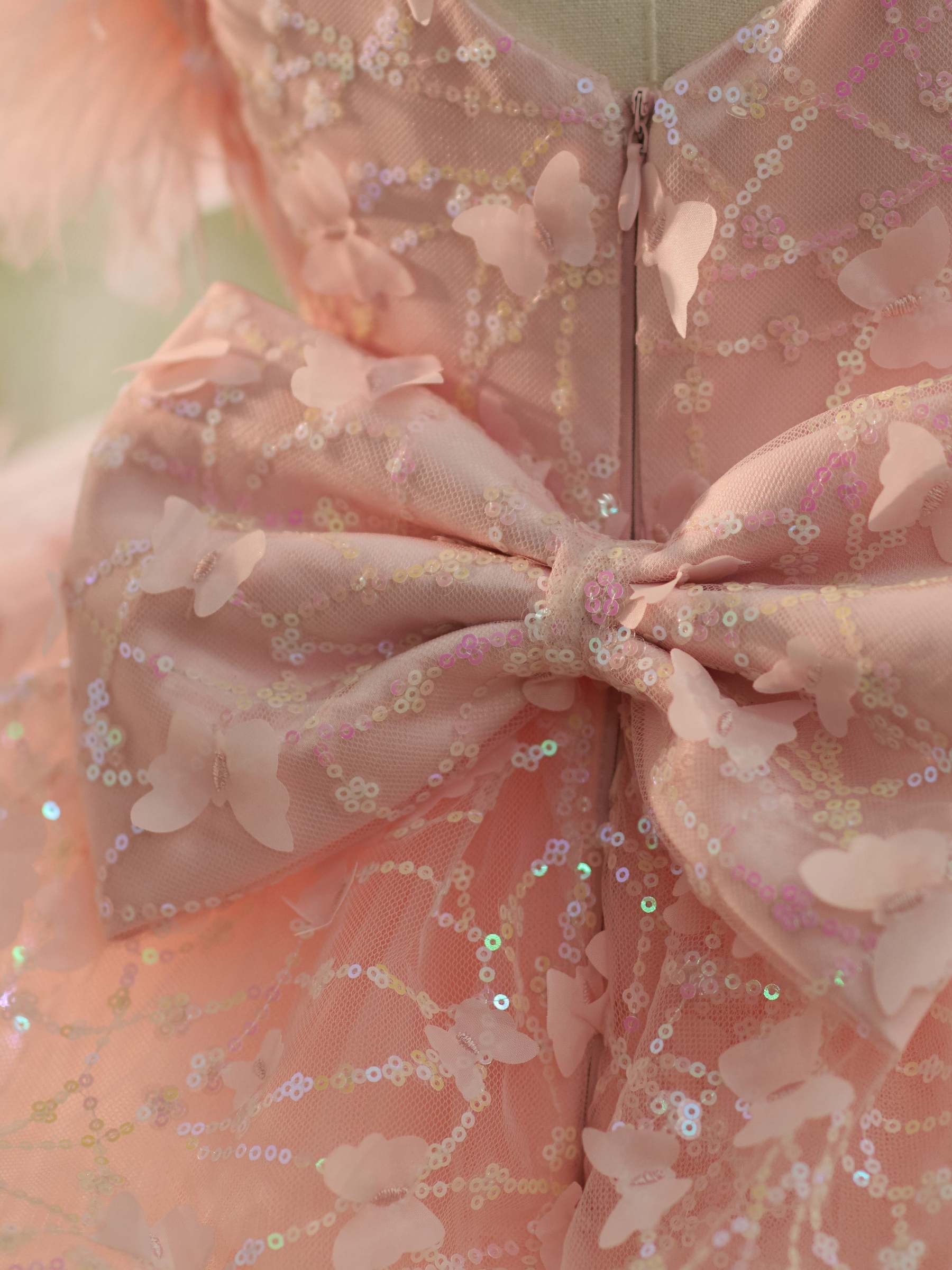 Knee-length 1st Birthday Party Dress with Sequins and Tulle