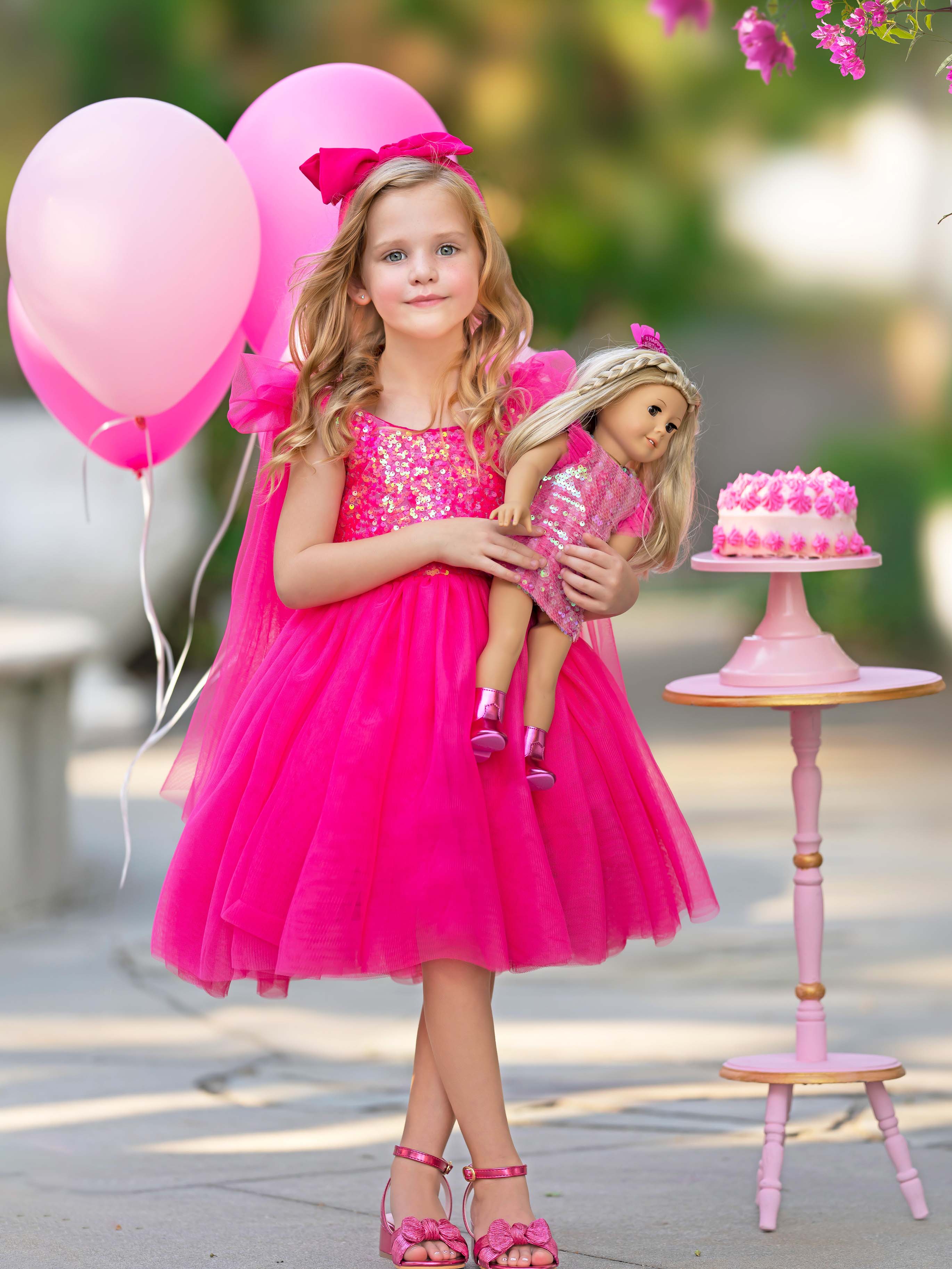 Knee-length Party Dress with Sequins and Tulle