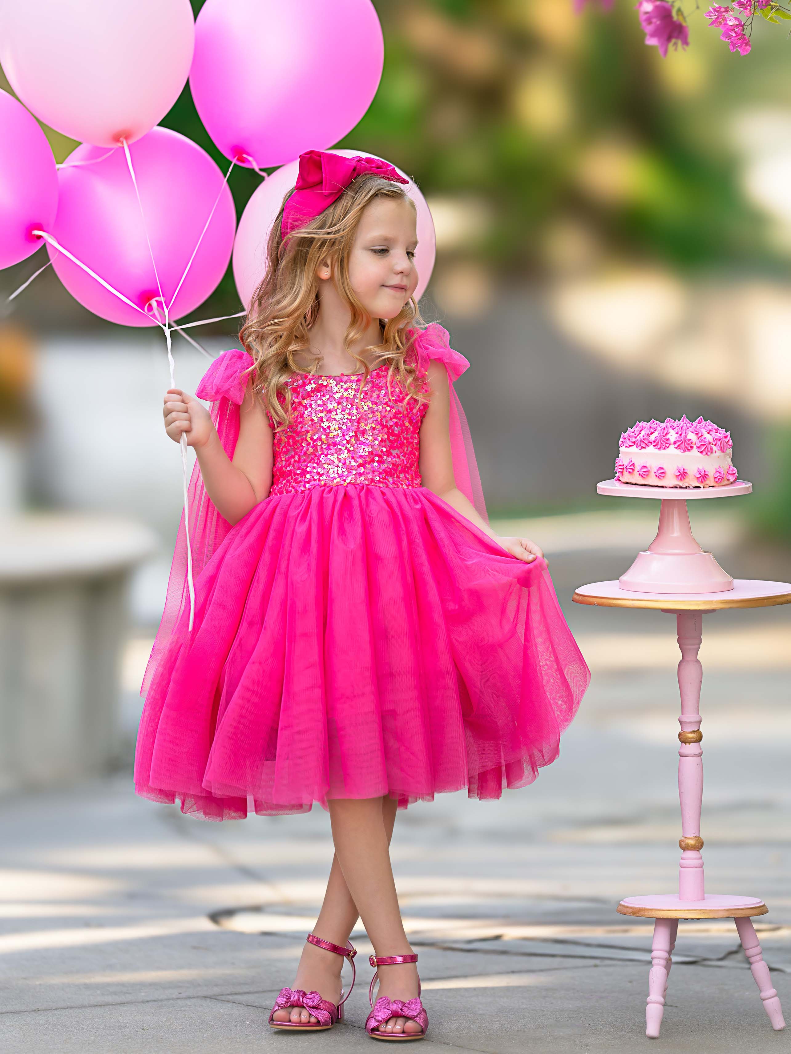 Knee-length Party Dress with Sequins and Tulle