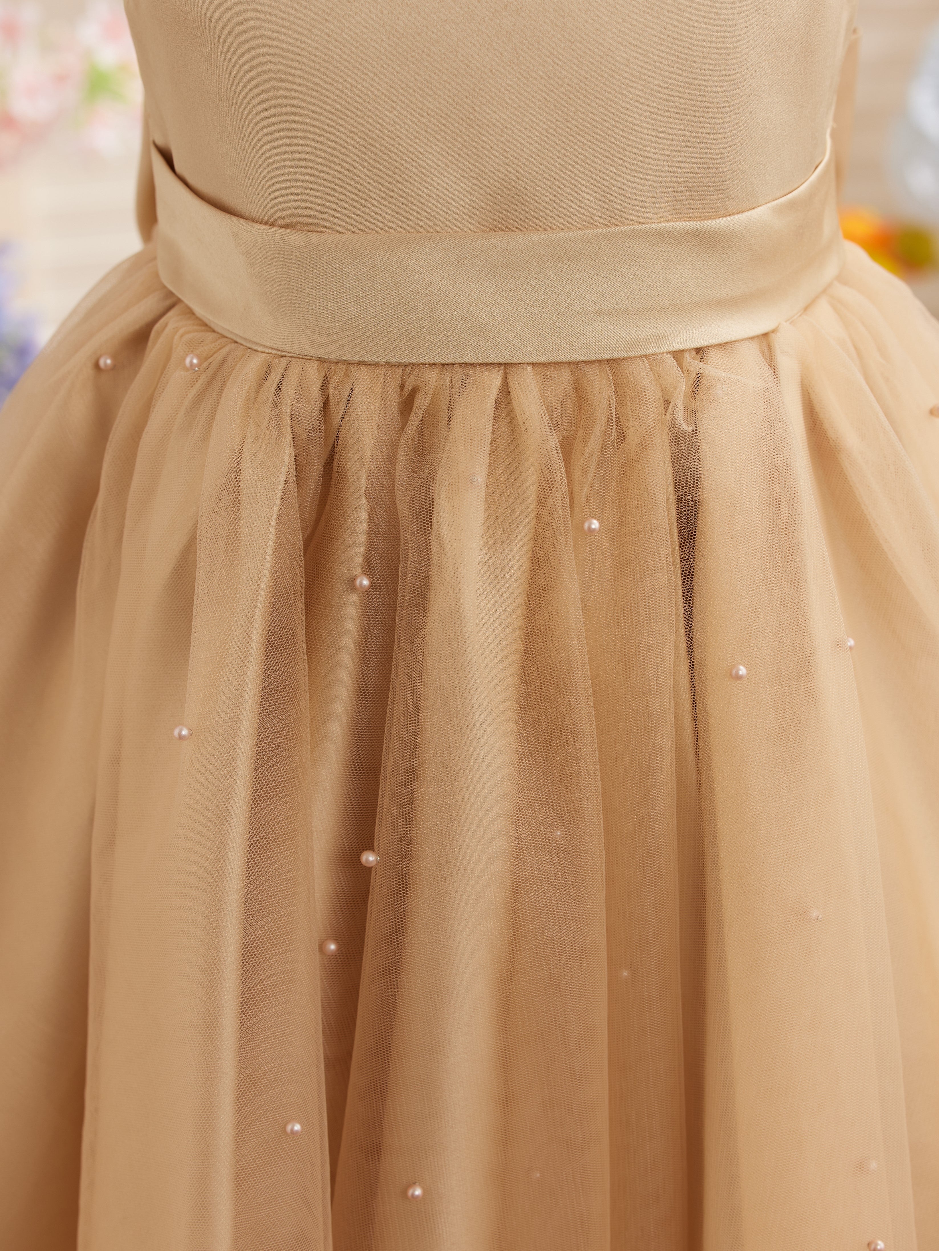 Knee-length Princess Ball-Gown in Satin and Tulle for Flower Girls