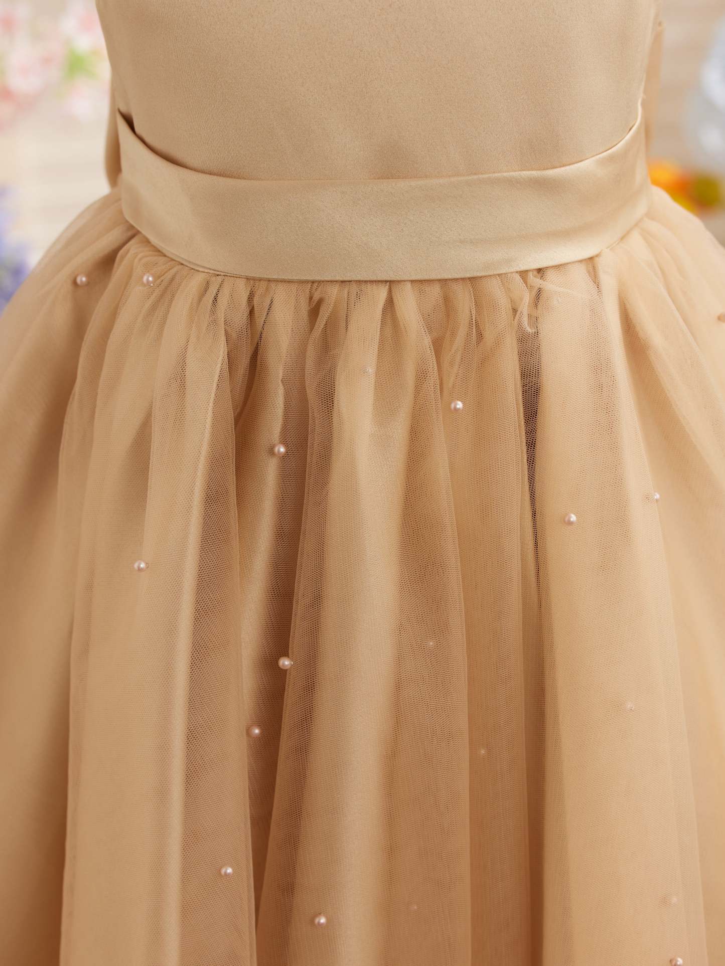 Knee-length Princess Ball-Gown in Satin and Tulle for Flower Girls