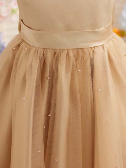 Knee-length Princess Ball-Gown in Satin and Tulle for Flower Girls