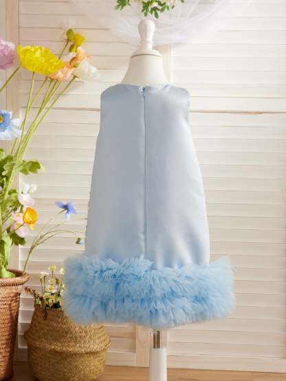 Knee-length Birthday Dress in Satin with Sequins