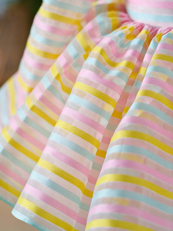 White Knee-length Organza Tulle Dress for Baby Girl's 1st Birthday Party