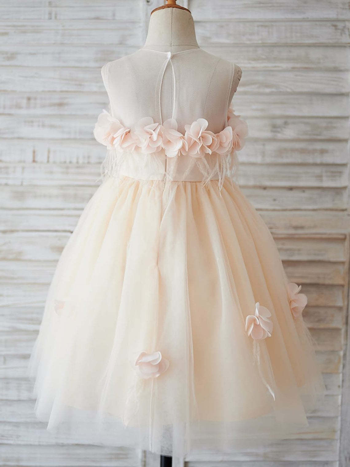 Knee-Length Flower Girl Princess Dress in Tulle Ball-Gown Style