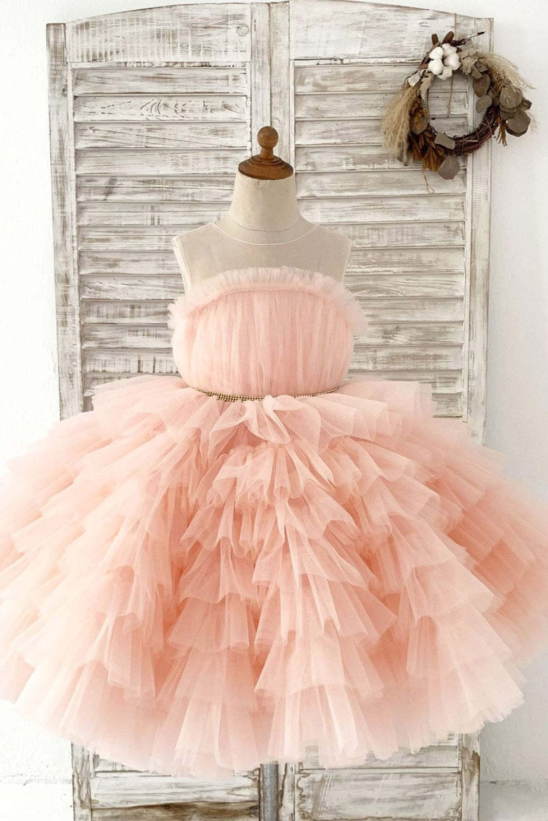 Knee-Length Princess Ball-Gown Tulle Dress for Flower Girls