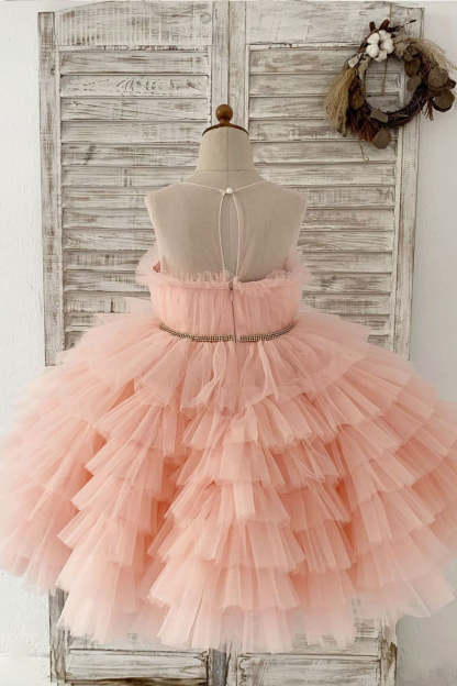 Knee-Length Princess Ball-Gown Tulle Dress for Flower Girls