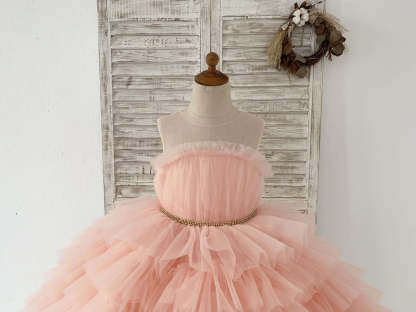 Knee-Length Princess Ball-Gown Tulle Dress for Flower Girls