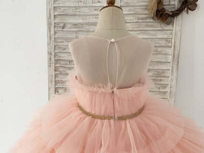 Knee-Length Princess Ball-Gown Tulle Dress for Flower Girls
