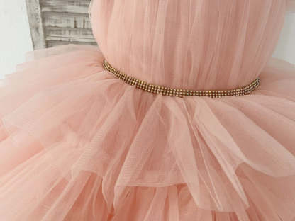 Knee-Length Princess Ball-Gown Tulle Dress for Flower Girls