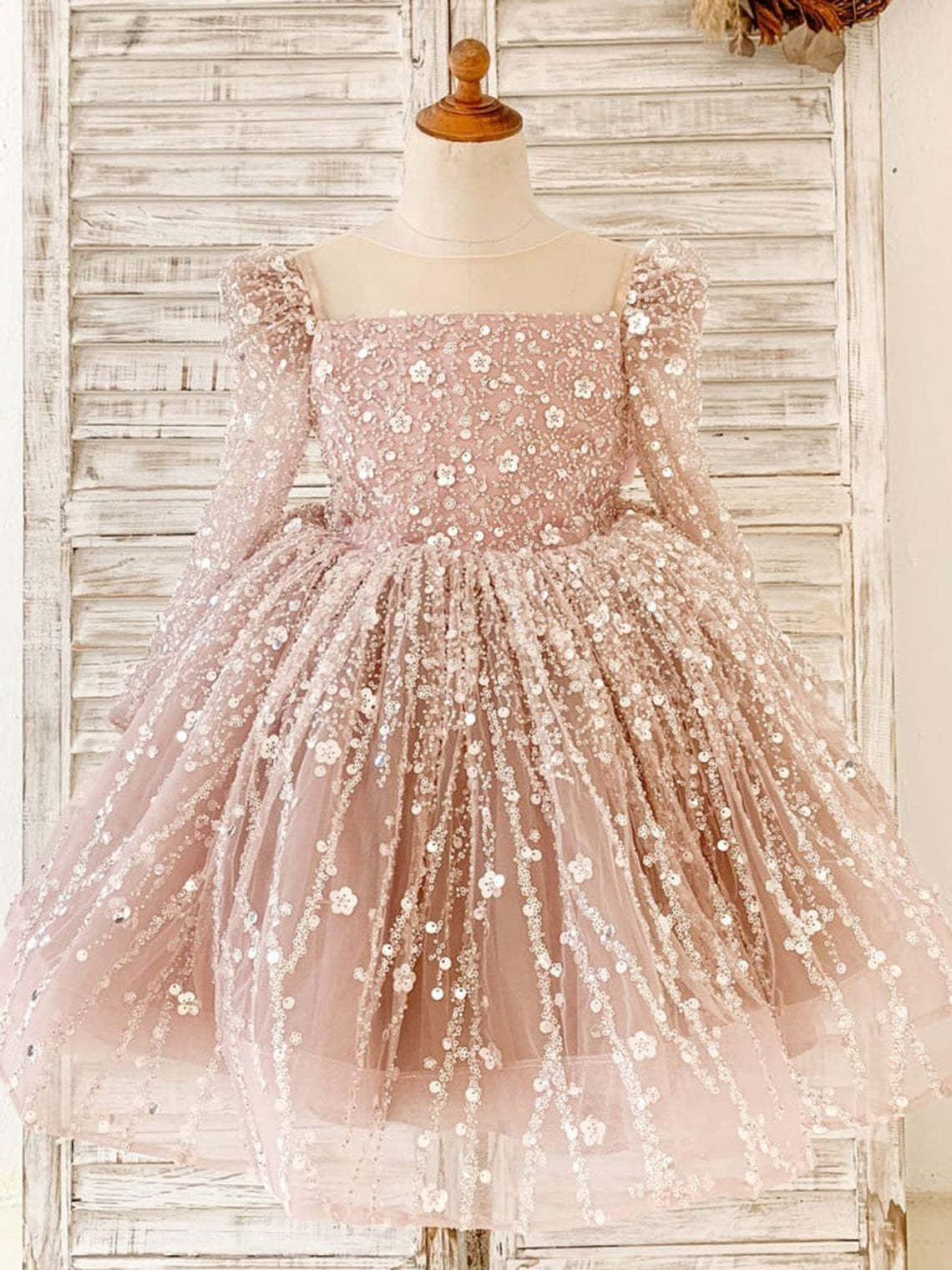 Knee-Length Princess Ball-Gown in Tulle for Girls' Birthday
