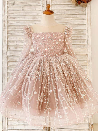 Knee-Length Princess Ball-Gown in Tulle for Girls' Birthday