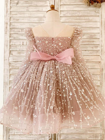 Knee-Length Princess Ball-Gown in Tulle for Girls' Birthday