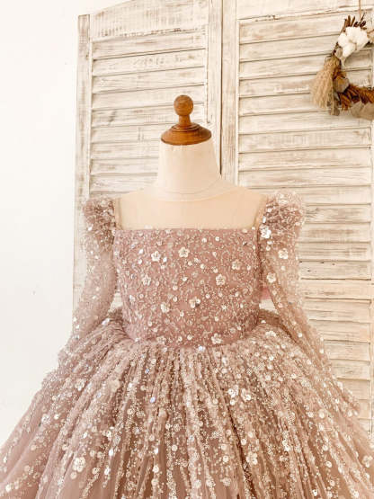 Knee-Length Princess Ball-Gown in Tulle for Girls' Birthday