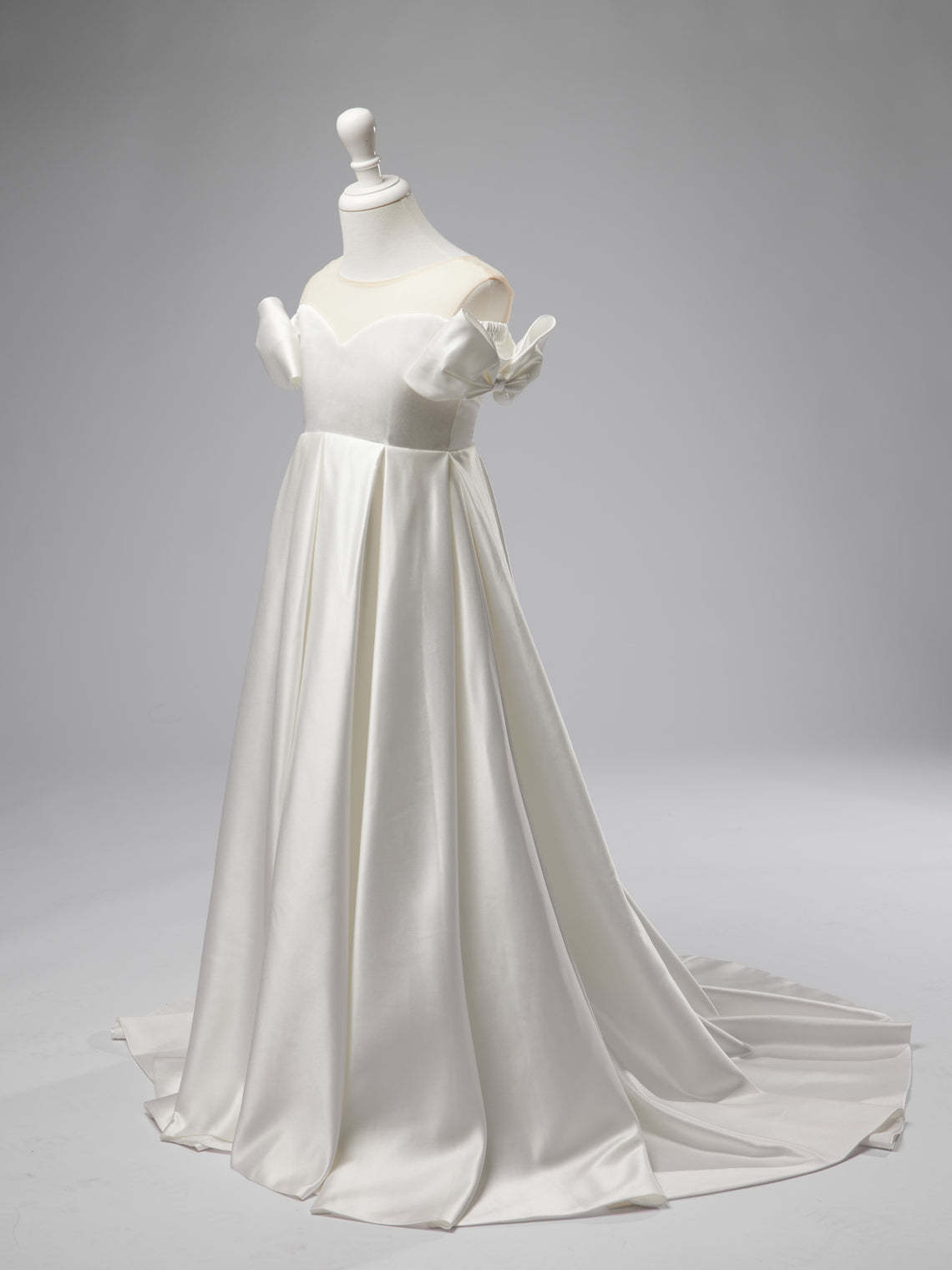 Ivory Flower Girl Dress with Satin Sweep Train