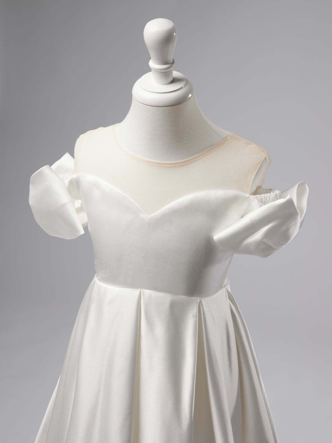 Ivory Flower Girl Dress with Satin Sweep Train