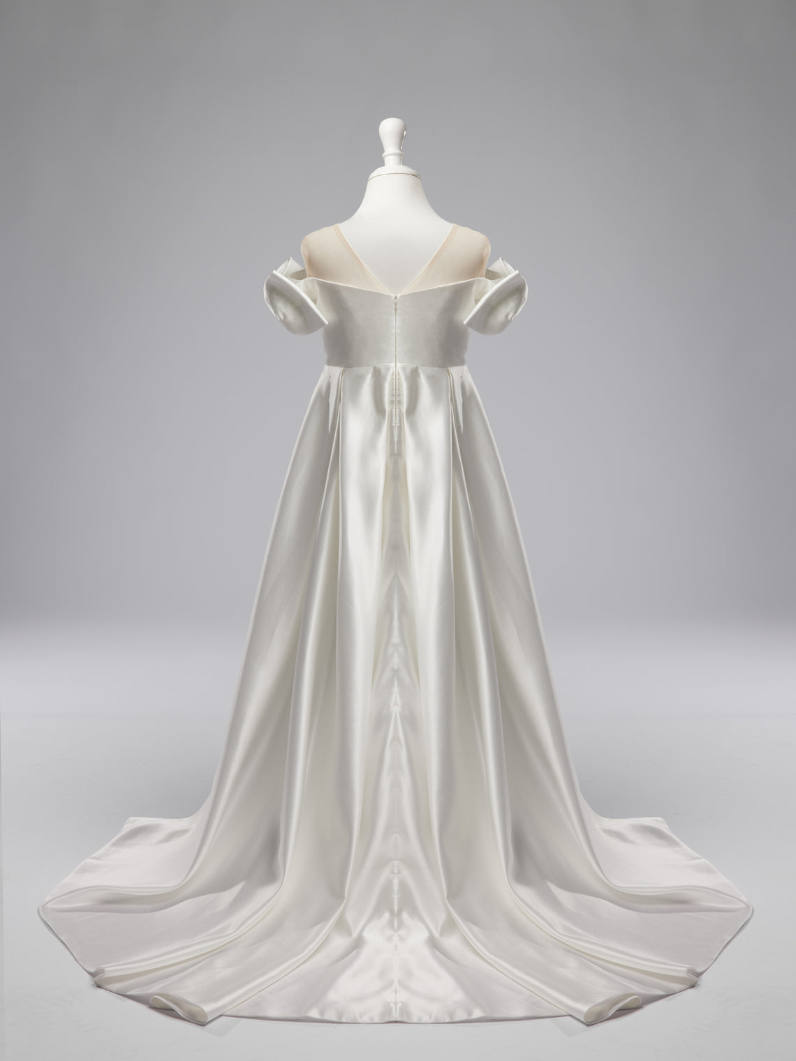 Ivory Flower Girl Dress with Satin Sweep Train