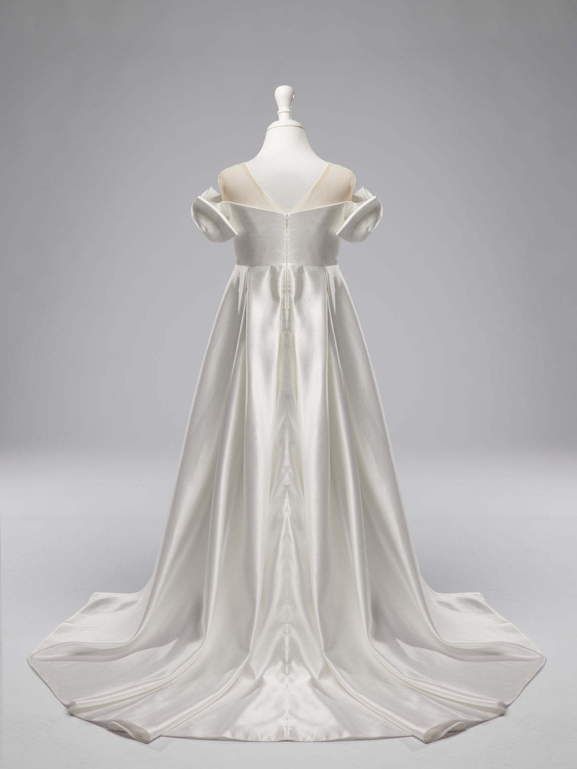 Ivory Flower Girl Dress with Satin Sweep Train