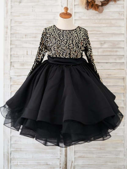 Black Knee-length Dress with Sequins