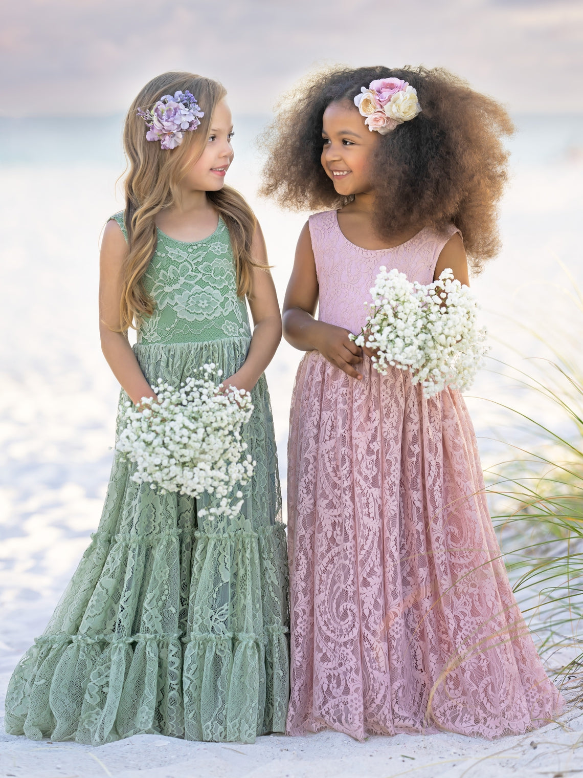 Green Floor-length Dress with Lace