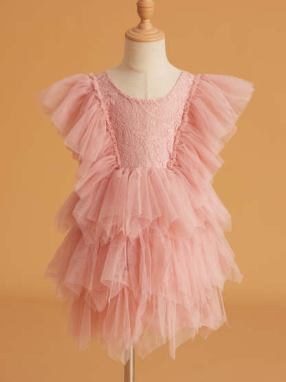 Short Tulle Dress with Lace
