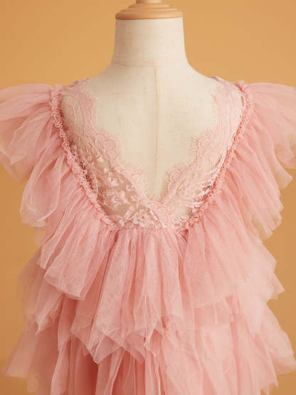 Short Tulle Dress with Lace