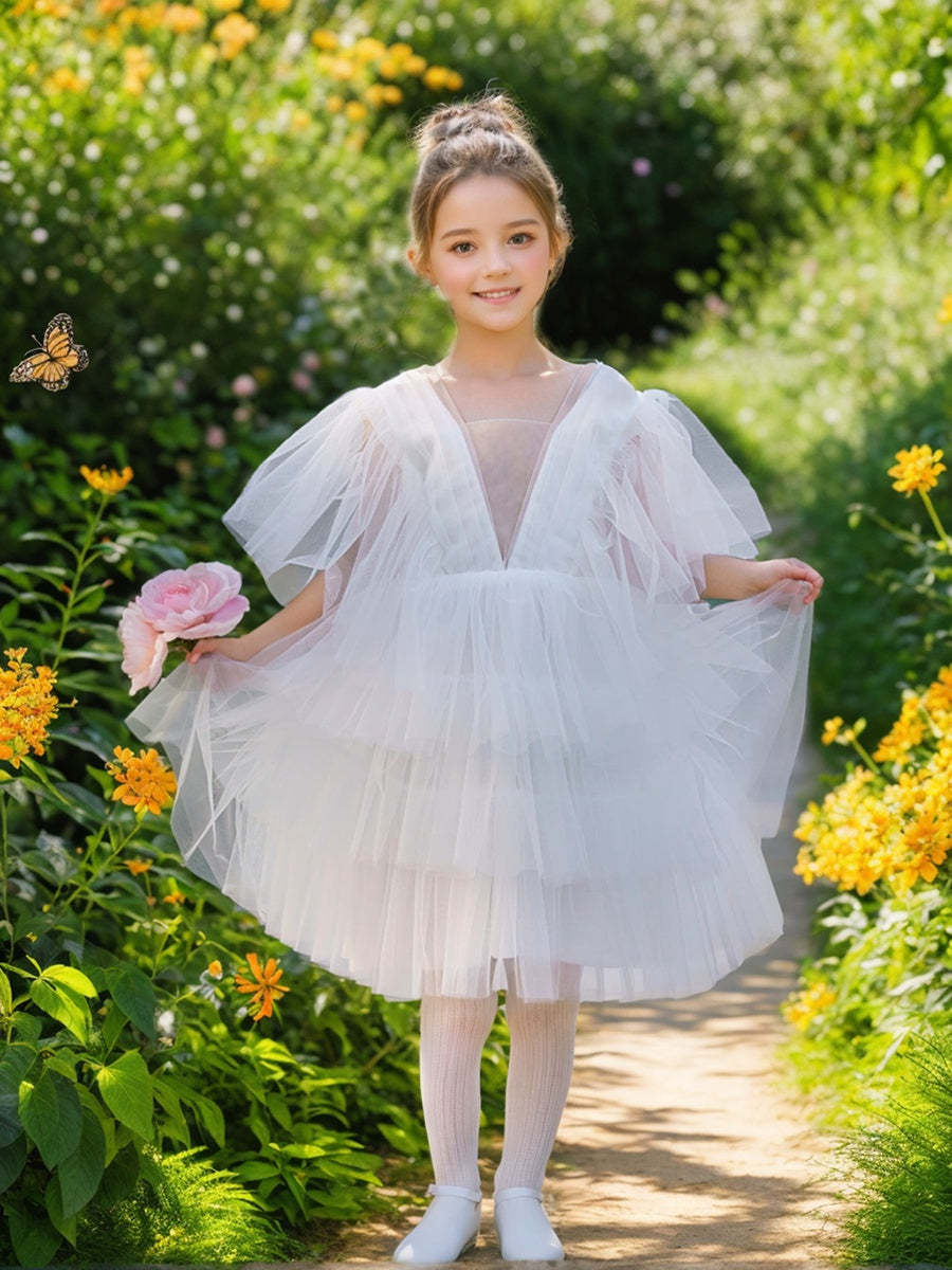 Elegant Fairy Flower Girl Dress in Tulle for Toddlers Enchanted Garden