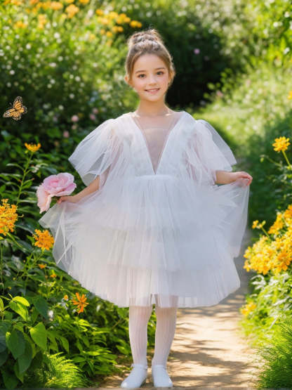 Elegant Fairy Flower Girl Dress in Tulle for Toddlers Enchanted Garden