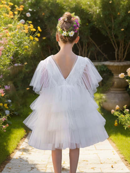 Elegant Fairy Flower Girl Dress in Tulle for Toddlers Enchanted Garden