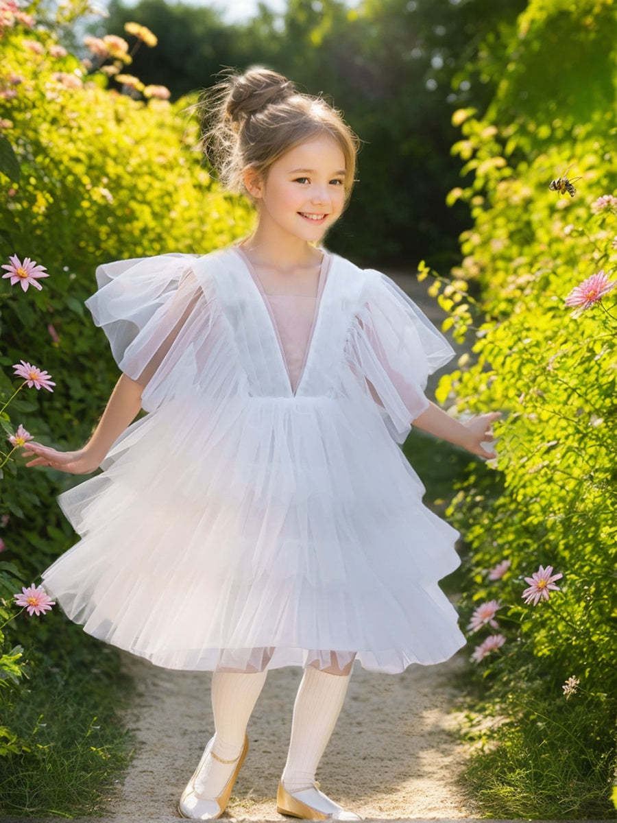 Elegant Fairy Flower Girl Dress in Tulle for Toddlers Enchanted Garden
