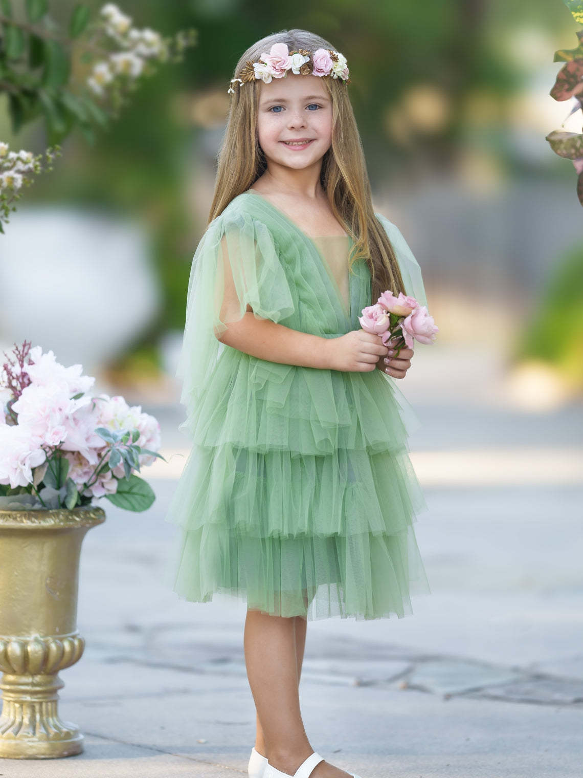 Elegant Fairy Flower Girl Dress in Tulle for Toddlers Enchanted Garden