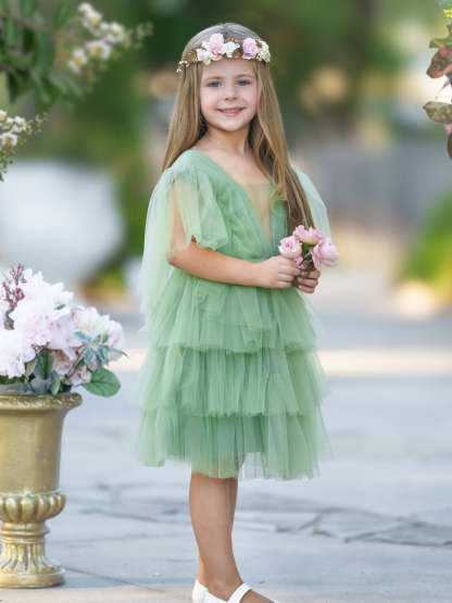 Elegant Fairy Flower Girl Dress in Tulle for Toddlers Enchanted Garden