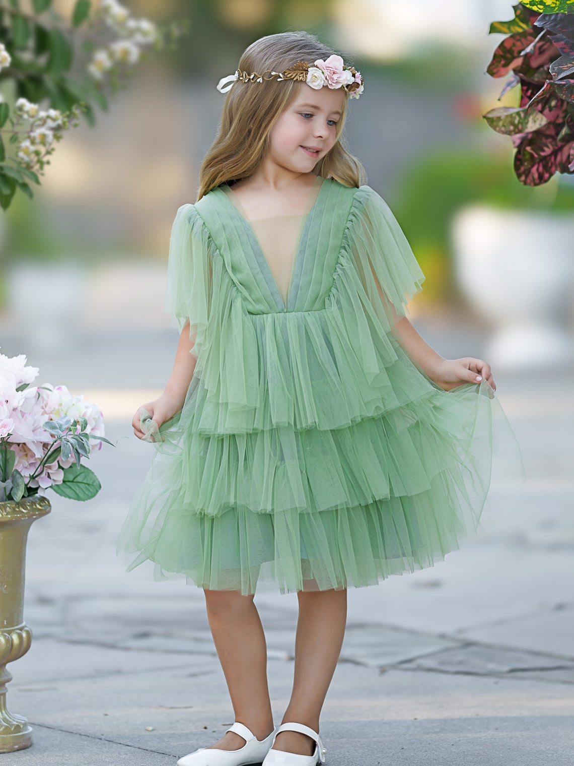 Elegant Fairy Flower Girl Dress in Tulle for Toddlers Enchanted Garden