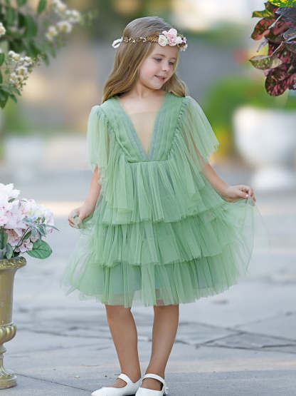 Elegant Fairy Flower Girl Dress in Tulle for Toddlers Enchanted Garden