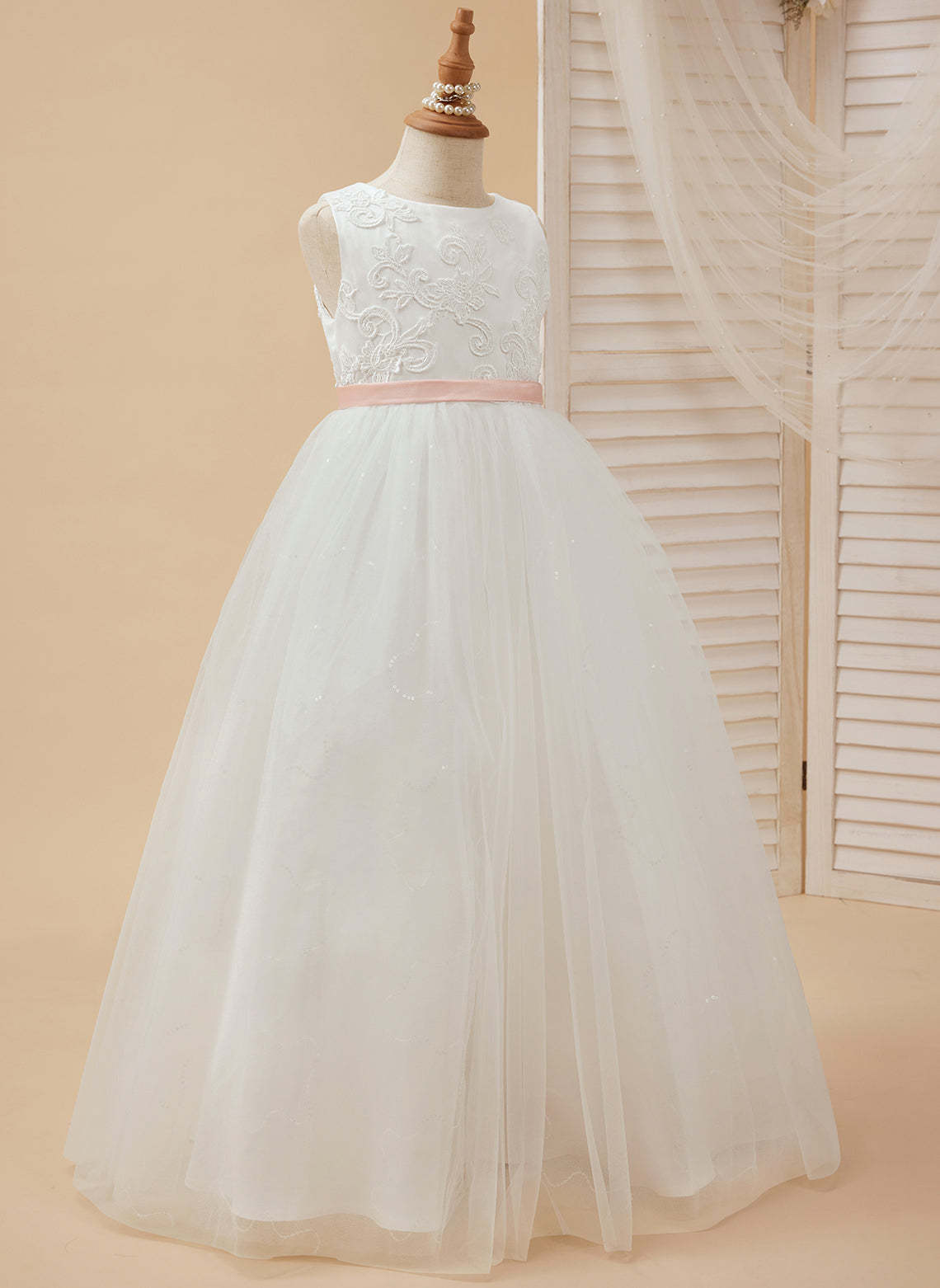 Ivory Princess Tulle Ball-Gown Floor-length Flower Girl Dress