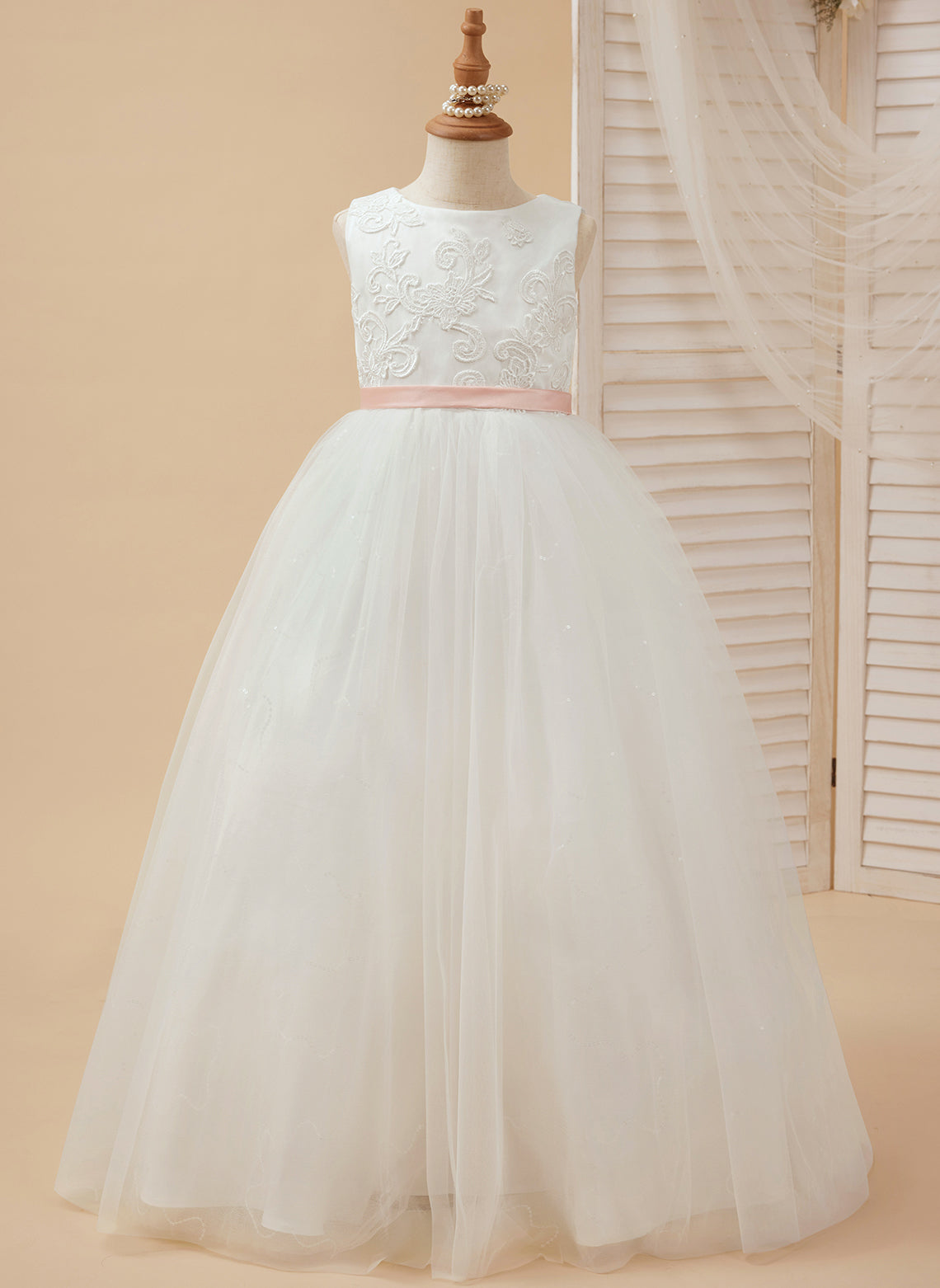 Ivory Princess Tulle Ball-Gown Floor-length Flower Girl Dress